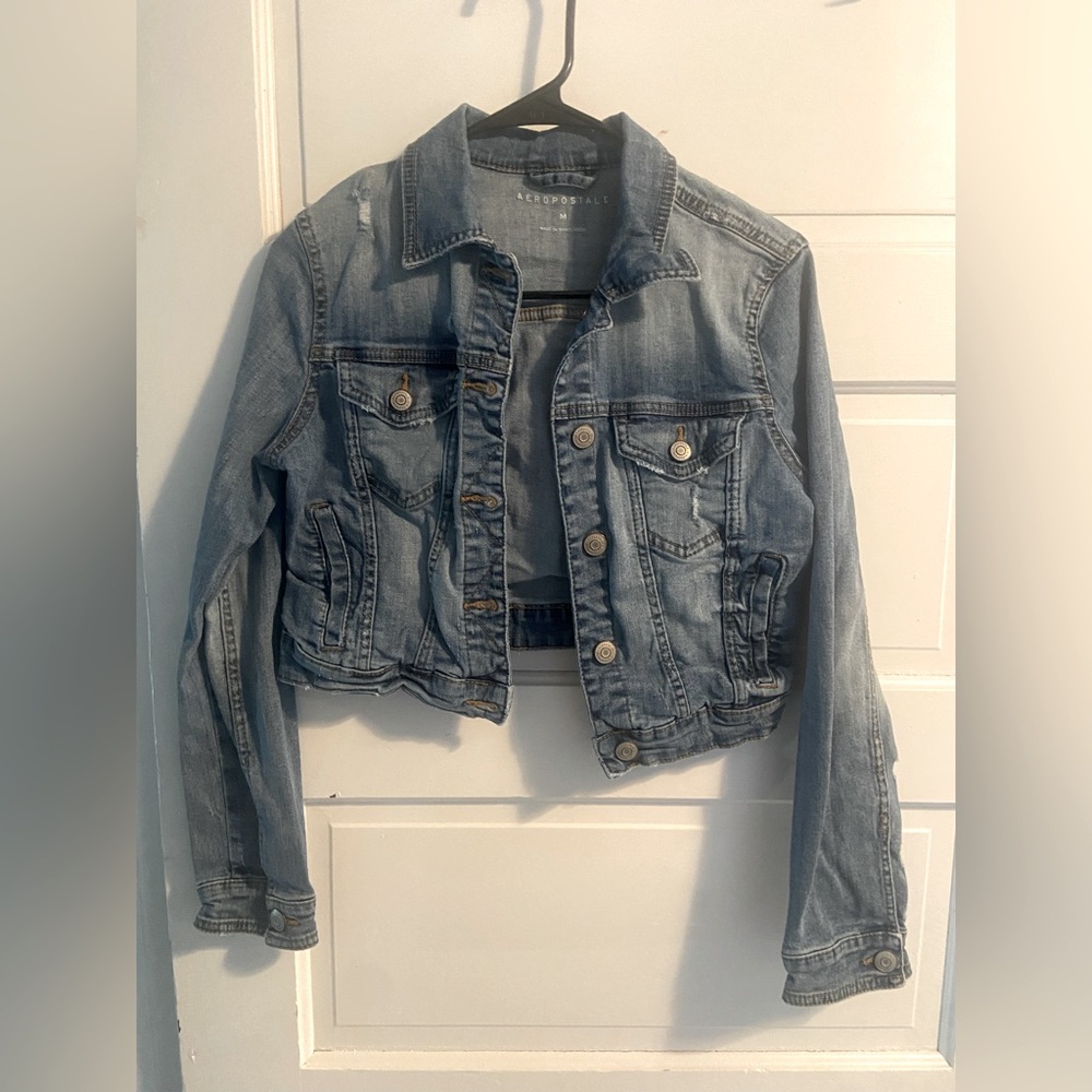 Blue Jean Jacket Classic Denim Style Cropped